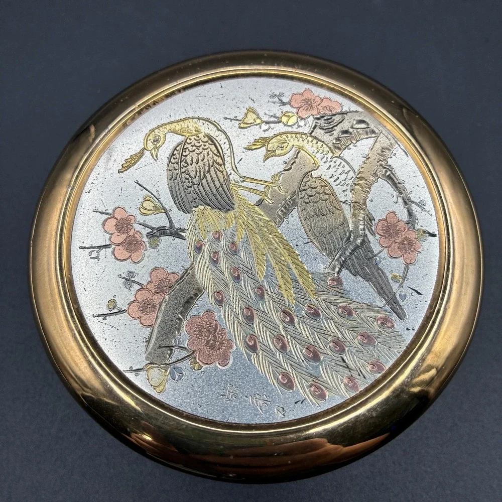 Vintage Art of Chokin Ceramic Trinket Jewelry Box Made in Japan 24K Gold Trim